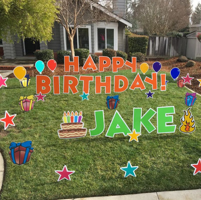 PP Corrugated Plastic Yard Letters Happy Birthday Coroplast Sign Letters With Stakes