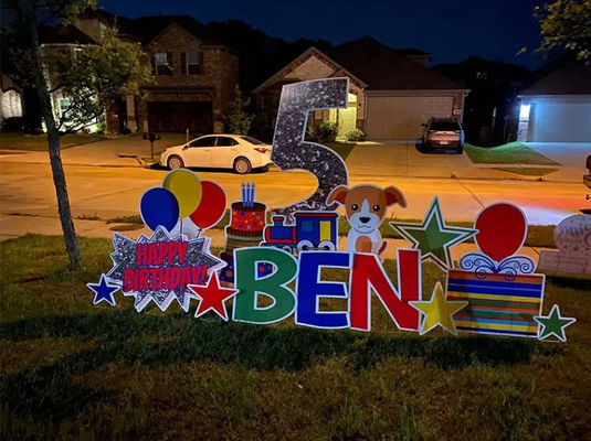 PP Corrugated Plastic Yard Letters Happy Birthday Coroplast Sign Letters With Stakes