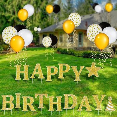 Custom Outdoor Yard Signs Happy Birthday Yard Card With Stakes