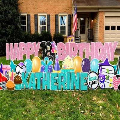 Custom Outdoor Yard Signs Happy Birthday Yard Card With Stakes