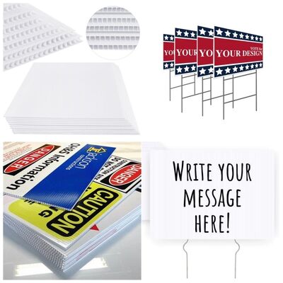 Lightweight, waterproof corflute signs with custom sizes and printing. Suitable for indoor and outdoor use, with optional UV protection for durability.